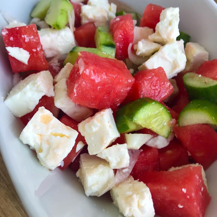 Wassermelone-Gurke-Feta-Salat